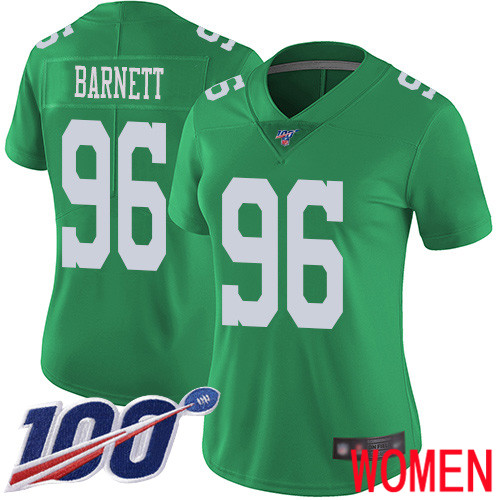 Women Philadelphia Eagles #96 Derek Barnett Limited Green Rush Vapor Untouchable NFL Jersey 100th Season->nfl t-shirts->Sports Accessory